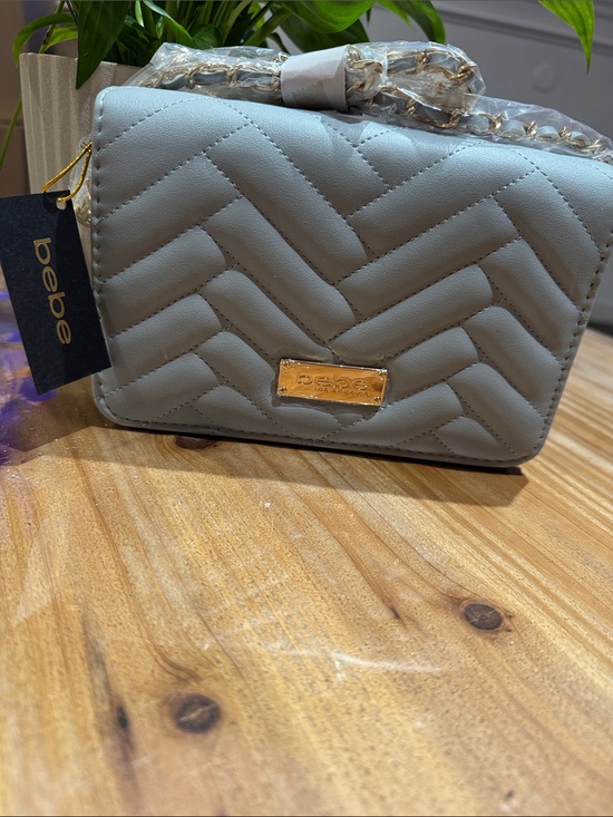 bebe Handbags - bebe Quilted Crossbody Bag in Light Gray with Gold Hardware